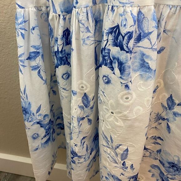 One 33 Social Print Eyelet Floral Maxi Dress Size 4 - Picture 3 of 14